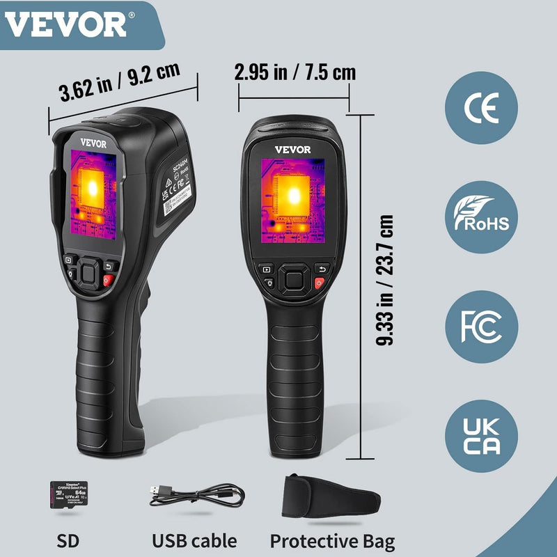 VVEVOR infrasarkano staru termokamera ar redzamās gaismas kameru, 2 MP, IR izšķirtspēja 240 × 180 pikseļi