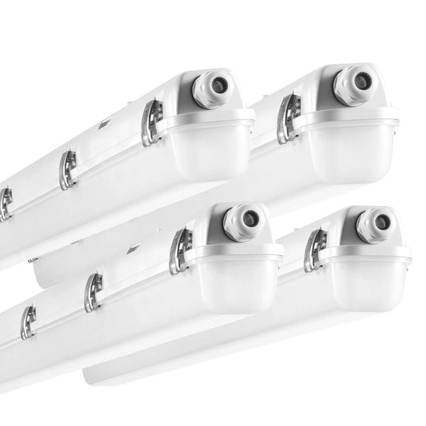 1270 mm  LED mitrumdrošais gaismeklis, jauda izvēlei 60 W / 50 W / 40 W, 5000 K, gaismas plūsma regulējama 5400 / 6400 / 7400 lm, IP65 ūdensizturīgs, piemērots stāvvietām, noliktavām, saldētavām, automazgātavām, komplektā 4 gab.
