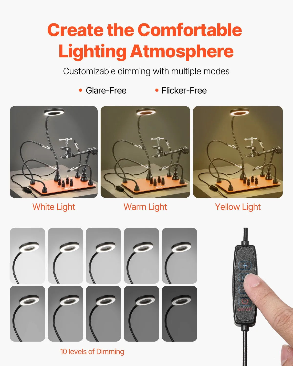 VEVOR Magnetic Soldering Station with Third Hand, 3× LED Magnifying Glass, 4 PCB Holders and Hot Air Gun Holder, Heavy Base
