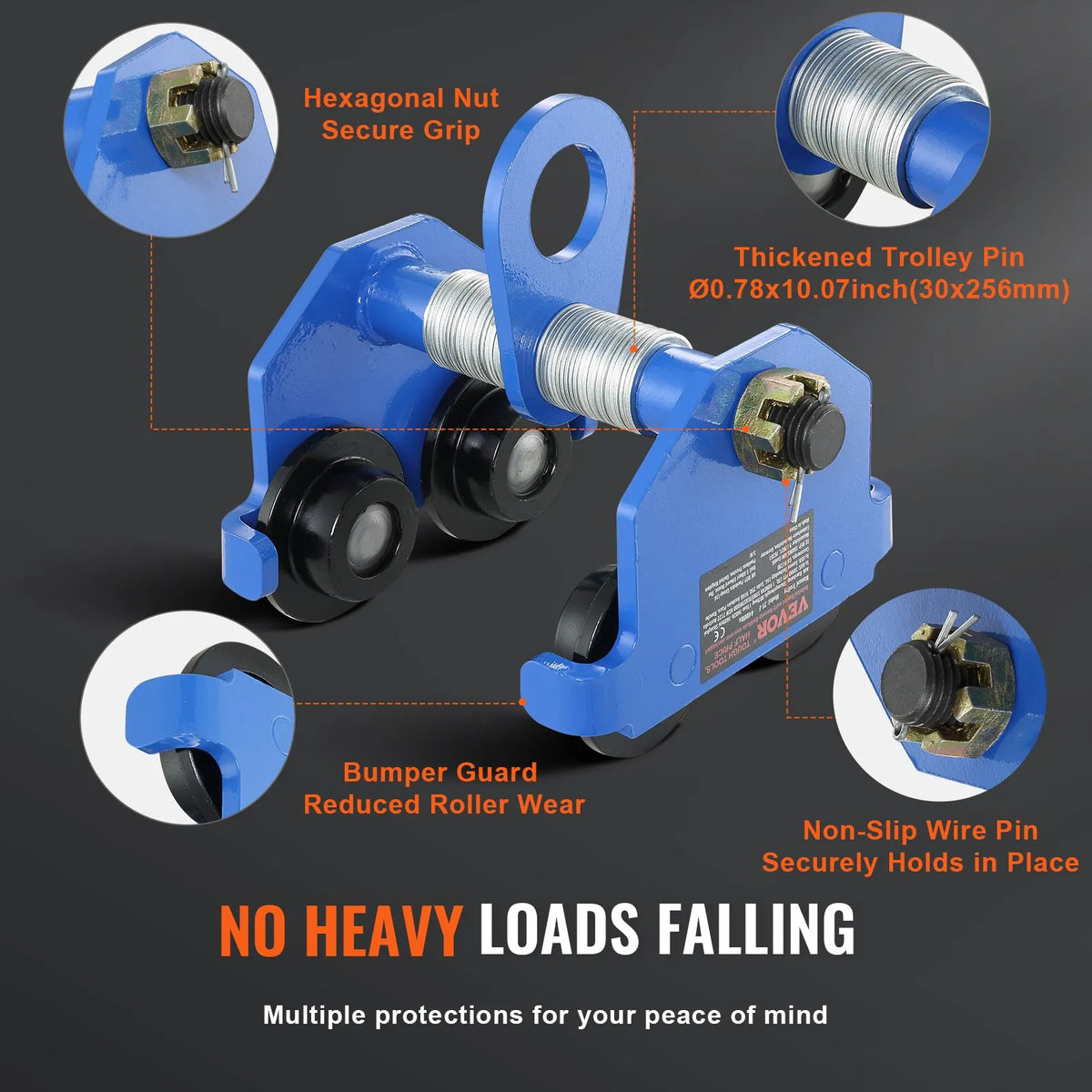 VEVOR Manual Machinery Skates, 2 Tonne Capacity, Push Beam Trolley with Dual Wheels, Adjustable I-Beam Flange Width 63.5–177.8 mm, Heavy-Duty Alloy Steel Lifting Trolley for Straight and Curved I-Beams in Garages and Workshops
