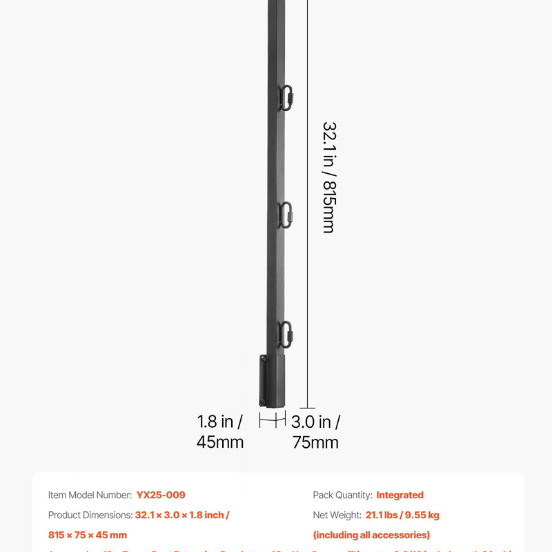 Žoga pagarinājuma rokas, virsmas montāžai, 12 gab., 81,5 cm