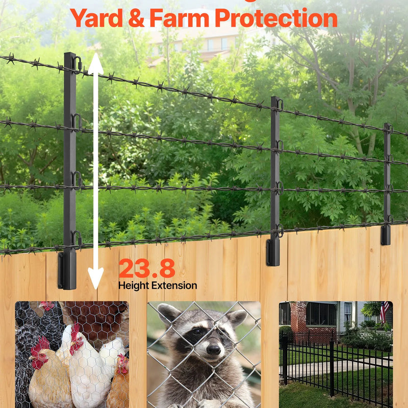 Žoga paaugstinājuma turētāji, 8 gab., 60,5 cm virsmā stiprināmi žoga augstuma pagarinājuma balsti