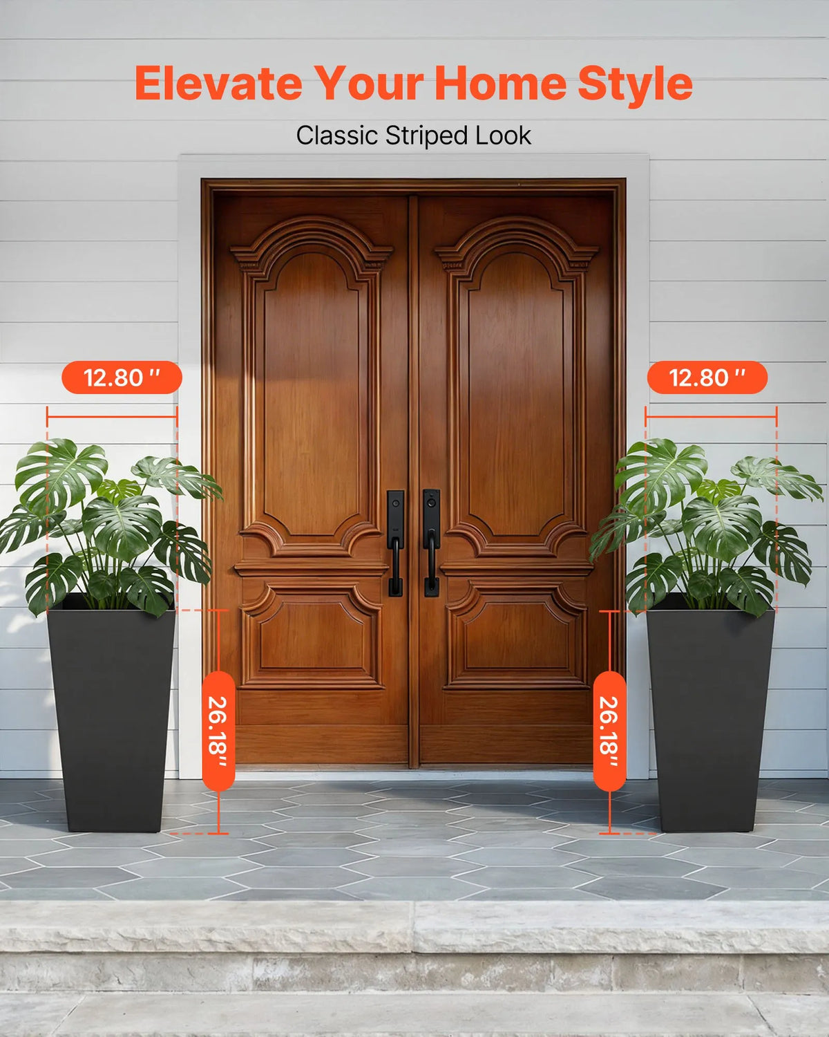 VEVOR augsti puķu podi 2 gab., 665 mm konusveida stādāmie podi ar riteņiem, iekšējo podu un drenāžas atverēm, piemēroti iekštelpām un ārtelpām, dārzam un terasei, melni - ZEMLETES.LV