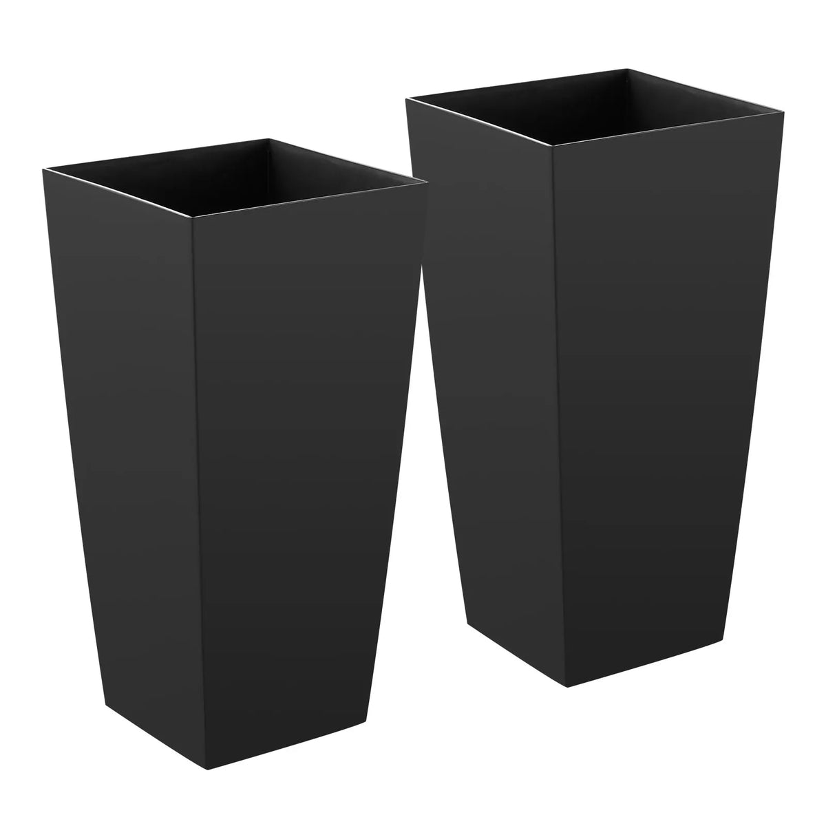 VEVOR augsti puķu podi 2 gab., 665 mm konusveida stādāmie podi ar riteņiem, iekšējo podu un drenāžas atverēm, piemēroti iekštelpām un ārtelpām, dārzam un terasei, melni - ZEMLETES.LV