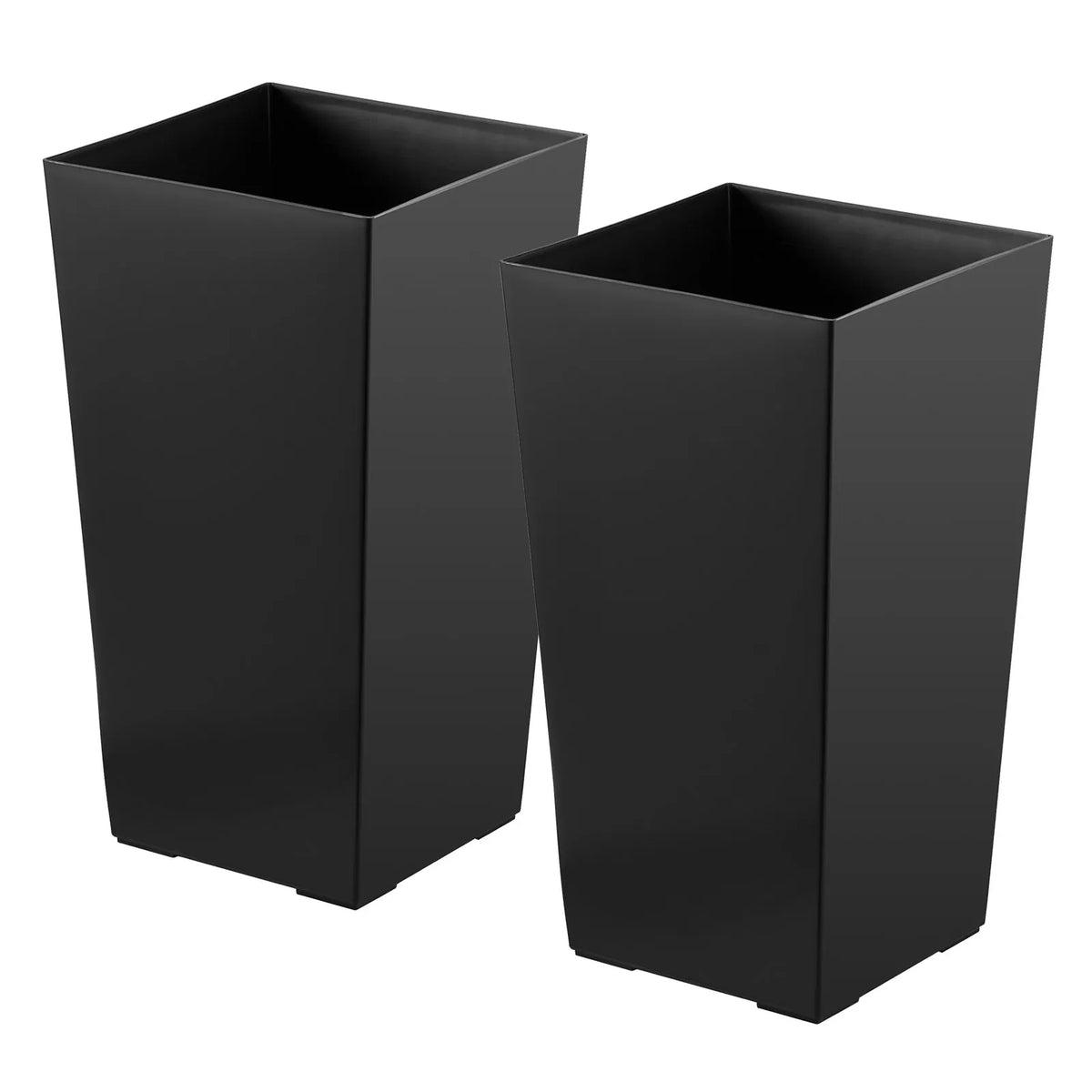 VEVOR augsti puķu podi 2 gab., 550 mm konusveida dizains, plastmasas puķu podi ar riteņiem, iekšējo podu un drenāžas atverēm, piemēroti iekštelpām un ārtelpām, melni - ZEMLETES.LV
