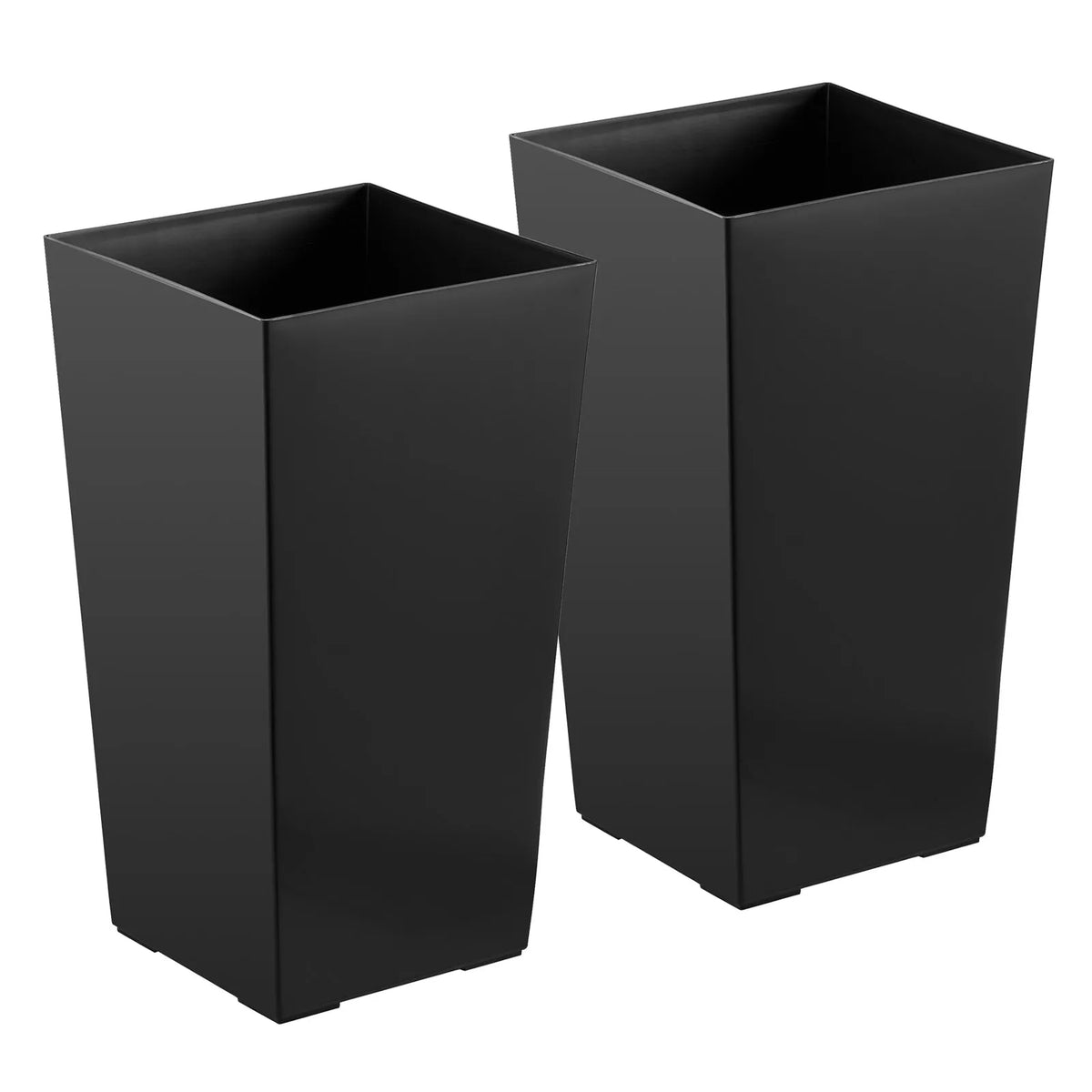 VEVOR augsti puķu podi 2 gab., 550 mm konusveida dizains, plastmasas puķu podi ar riteņiem, iekšējo podu un drenāžas atverēm, piemēroti iekštelpām un ārtelpām, melni - ZEMLETES.LV
