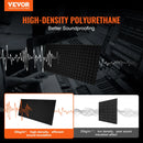 Akustiskie putuplasta paneļi, 4 gab., 122 × 61 × 5 cm, piramīdas formas skaņas izolācijas sienas paneļi, ugunsdroši skaņas slāpējoši paneļi studijai, sienām un griestiem, melni