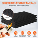 Akustiskie putuplasta paneļi, 4 gab., 122 × 61 × 5 cm, piramīdas formas skaņas izolācijas sienas paneļi, ugunsdroši skaņas slāpējoši paneļi studijai, sienām un griestiem, melni