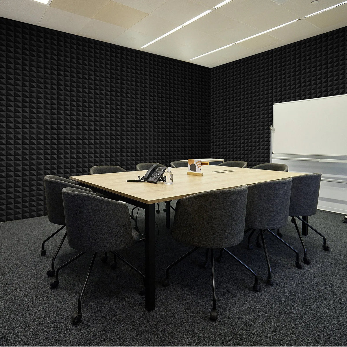 Acoustic Foam Panels, 4 pcs, 122 × 61 × 5 cm, Pyramid-shaped Sound Insulation Wall Panels, Fire-resistant Sound Dampening Panels for Studio, Walls and Ceilings, Black
