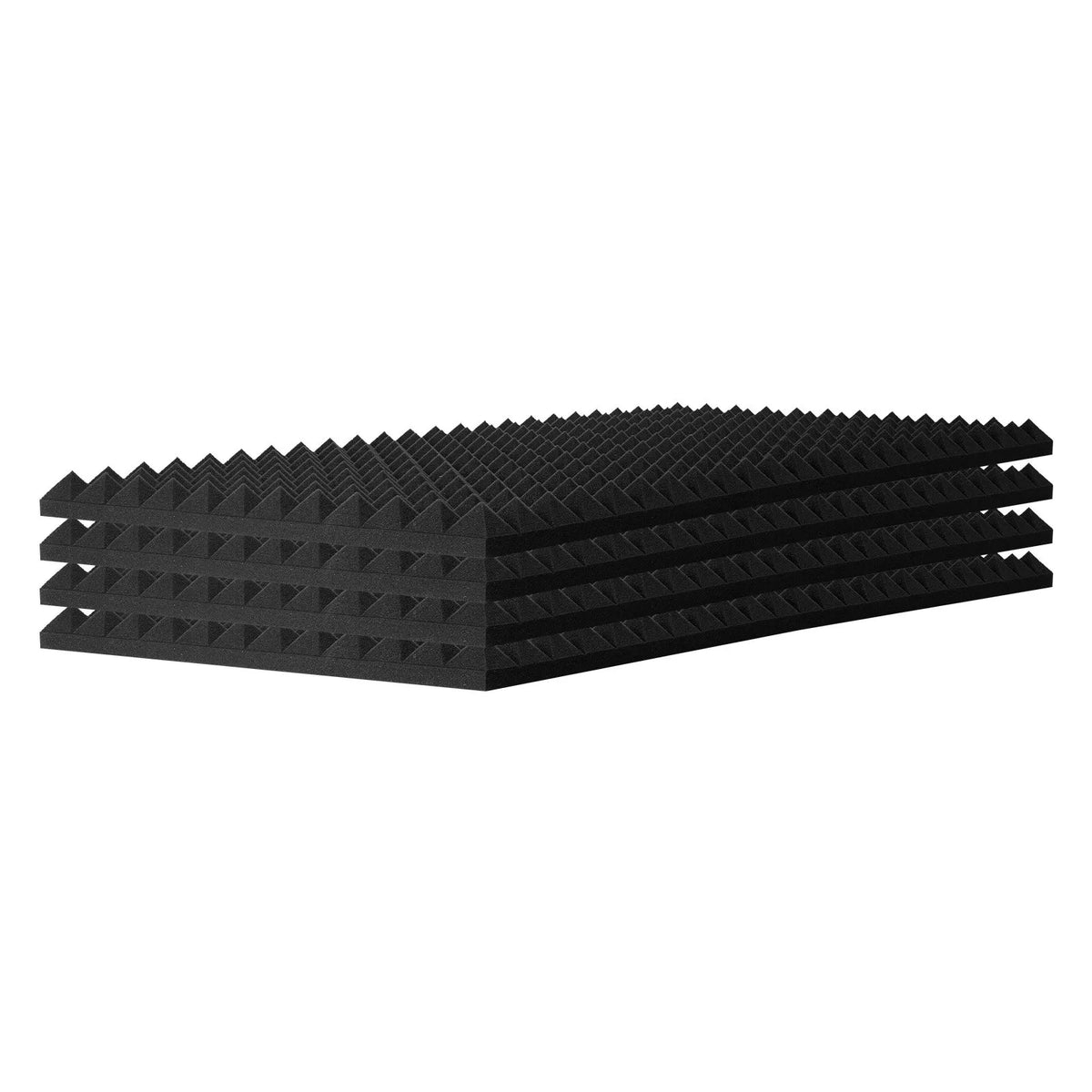 Acoustic Foam Panels, 4 pcs, 122 × 61 × 5 cm, Pyramid-shaped Sound Insulation Wall Panels, Fire-resistant Sound Dampening Panels for Studio, Walls and Ceilings, Black