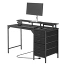 VEVOR datorgalds ar viedo LED apgaismojumu un kontaktligzdām, 120 cm, 4 lielas atvilktnes, monitora statīvs, melns