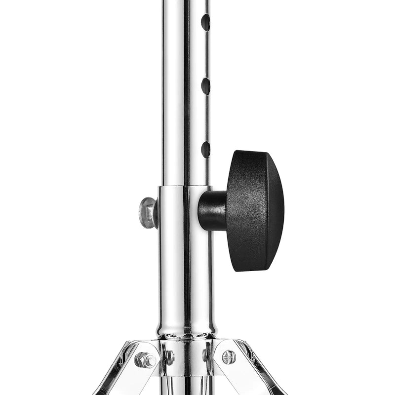 VEVOR regulējams bungu krēsls ar 490–585 mm augstumu, polsterētu sēdvirsmu, neslīdošām kājām, 5A bungu vicinātājiem un 150 kg slodzes kapacitāti; 360° rotējošs modelis bundziniekiem