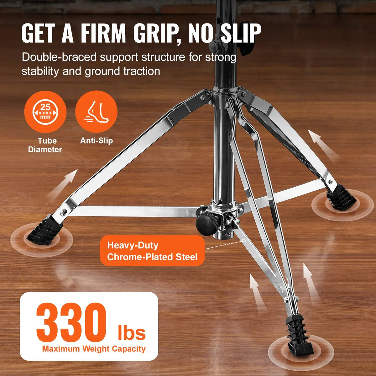 VEVOR Bungee Chair 49–58.5 cm with Padded Seat, 360° Swivel, Up to 150 kg, with 5A Casters