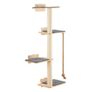 VEVOR sienas piestiprināms kaķu plaukts koka formā ar platformu