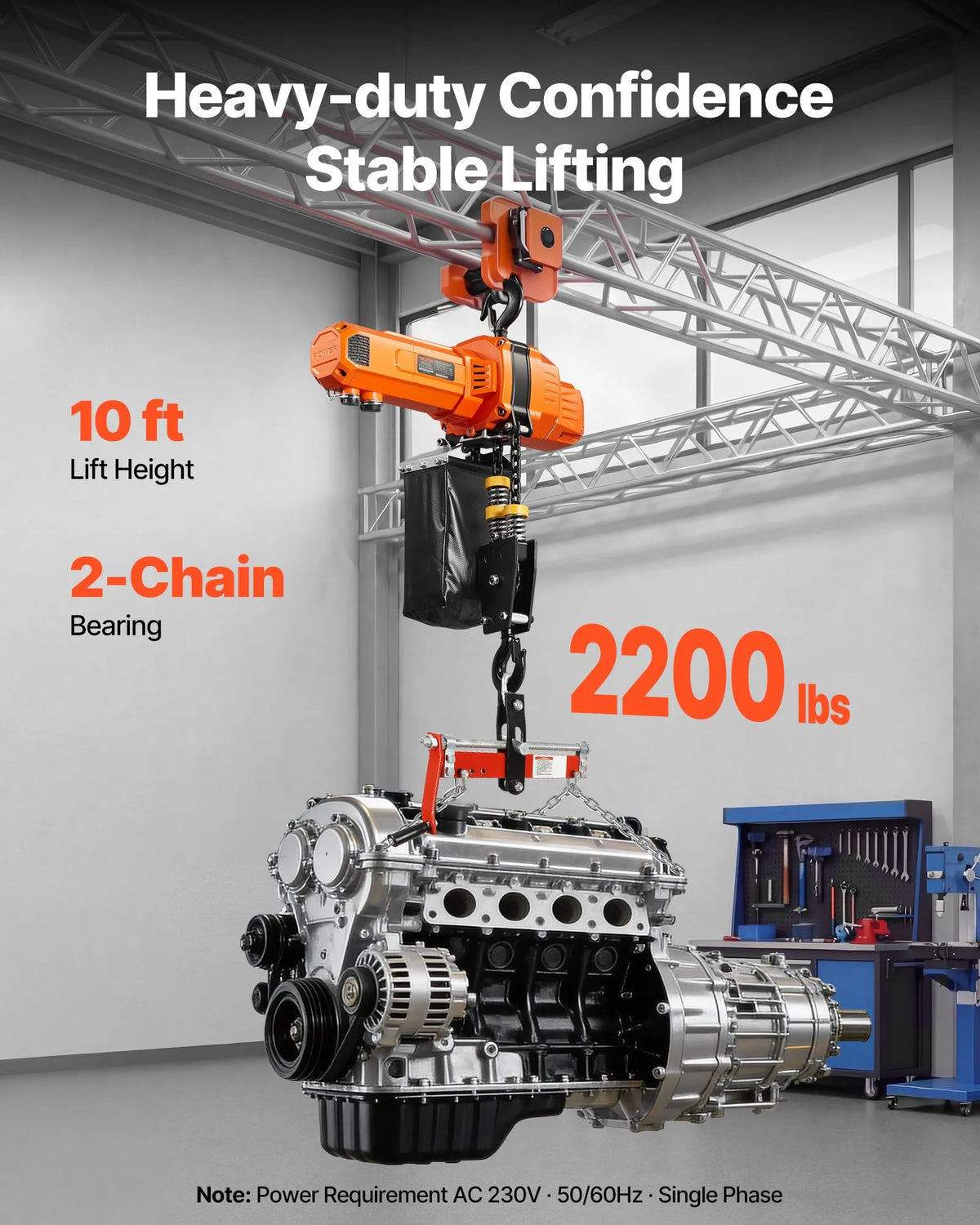 VEVOR elektriskais ķēdes pacēlājs 1000 kg ar 3 m pacelšanas augstumu, 230 V vienfāzes, ar 100 m bezvadu un 2,4 m vadu tālvadību, rūpnīcām, noliktavām un garāžām - ZEMLETES.LV