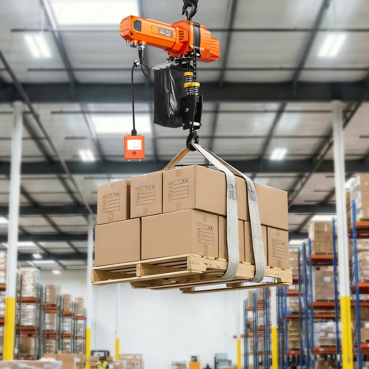 VEVOR elektriskais ķēdes pacēlājs 1000 kg ar 3 m pacelšanas augstumu, 230 V vienfāzes, ar 100 m bezvadu un 2,4 m vadu tālvadību, rūpnīcām, noliktavām un garāžām - ZEMLETES.LV