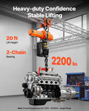 VEVOR elektriskais ķēdes pacēlājs 1000 kg, pacelšanas augstums 6 m, 230 V vienfāzes griestu celtnis ar 4,5 m vadu pulti, G100 ķēde, piemērots rūpnīcām, noliktavām un garāžām - ZEMLETES.LV