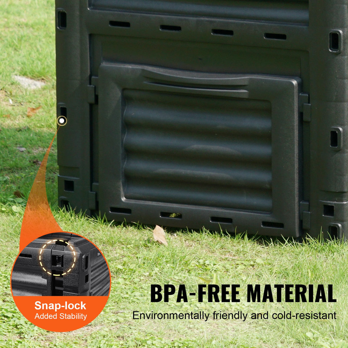 VEVOR Garden Composting Bin 80 L, BPA Free, Large Capacity with Top Lid and Bottom Doors, Lightweight and Quickly Produces Fertile Soil
