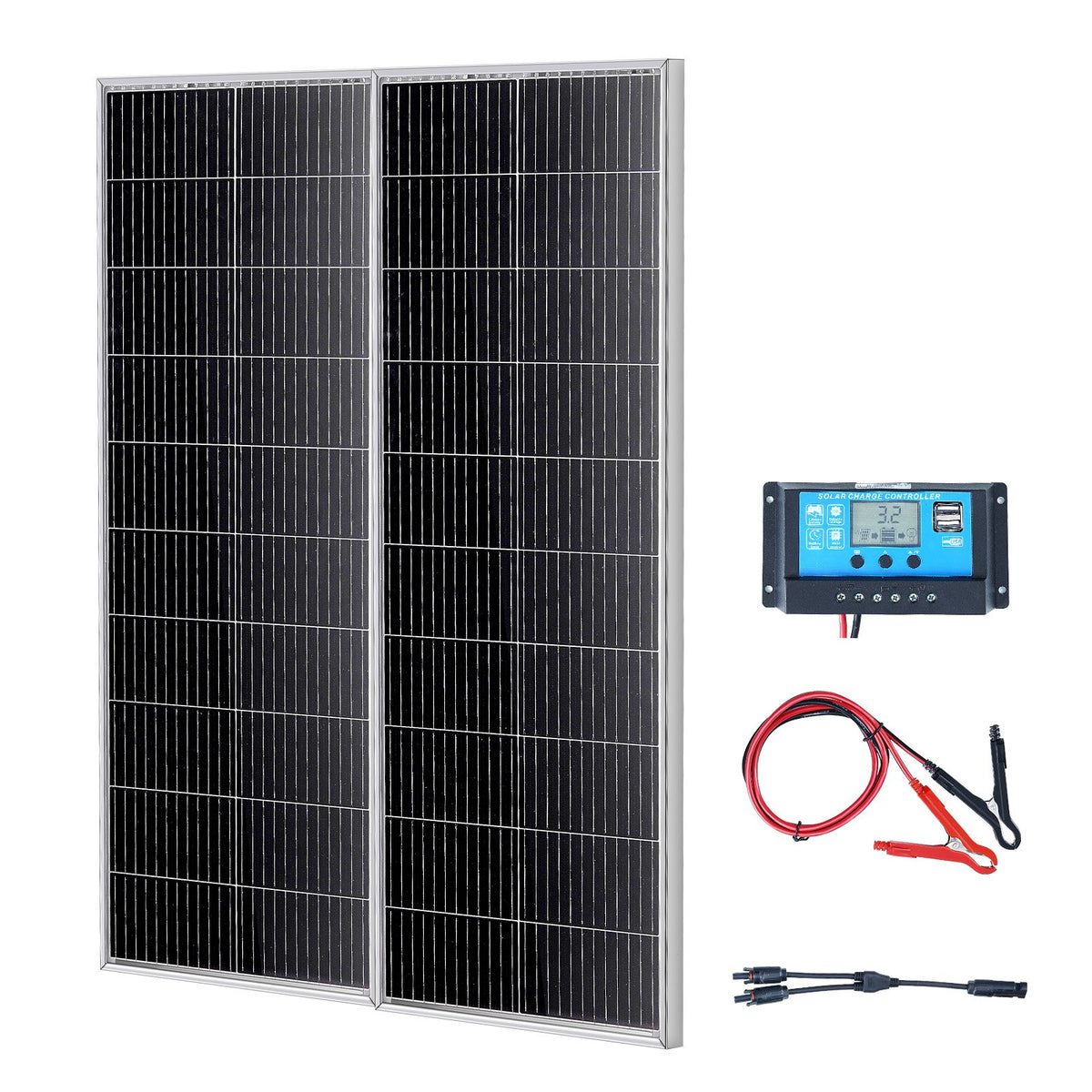 VEVOR 200W 12V монокристаллическая панель в комплекте, 2 шт. ар ладетая контролери 