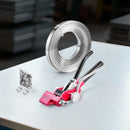 VEVOR tērauda lentes saiņošanas komplekts ar manuālo noslēgšanas instrumentu, 30,5 m saiņošanas lente un 100 metāla skavām, izturīgs palešu un kravu iepakošanas komplekts noliktavām, transportēšanai un rūpnieciskai saiņošanai