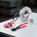 VEVOR tērauda lentes spriegošanas komplekts ar 122 m lentu un 400 metāla sprādzēm, manuāls palešu iepakošanas un saiņošanas komplekts noliktavai, transportam un rūpnieciskai stiprināšanai