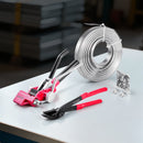 VEVOR tērauda lentes spriegošanas komplekts ar 60 m lentu un 200 metāla sprādzēm, manuāls palešu iepakošanas un saiņošanas komplekts noliktavai, transportam un rūpnieciskai stiprināšanai