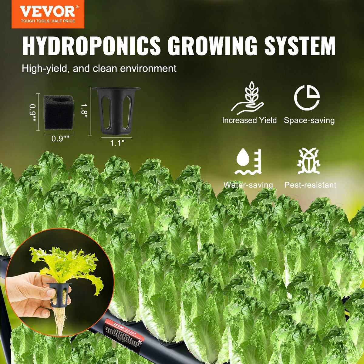 VEVOR Hydroponic Growing System 72 Planting Sites 2-Tier Hydroponic Growing Kit with PVC Pipes