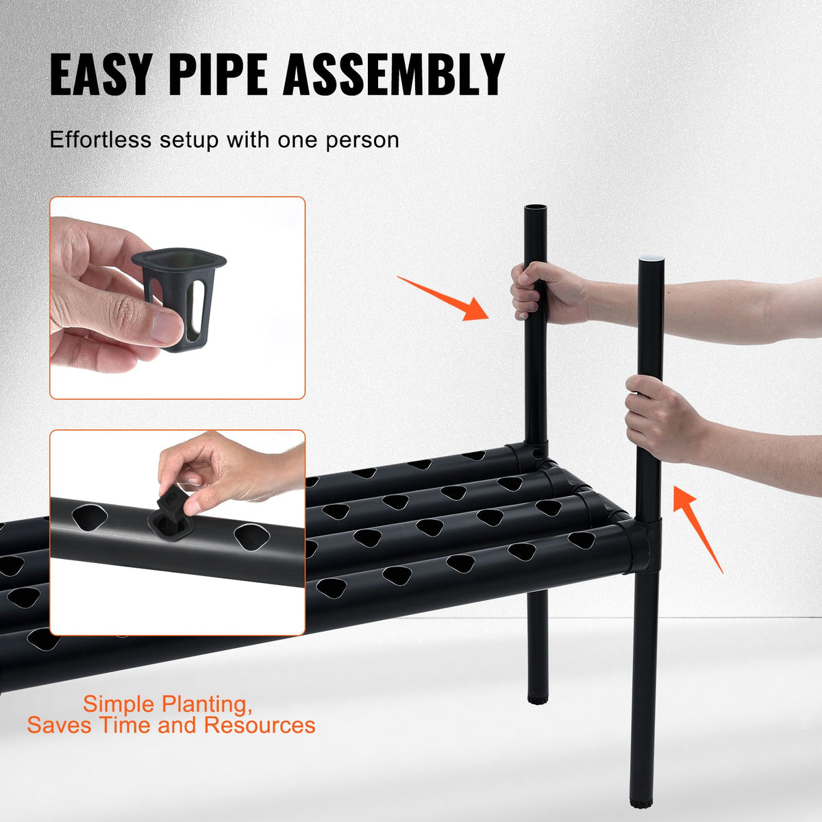 VEVOR Hydroponic Growing System 72 Planting Sites 2-Tier Hydroponic Growing Kit with PVC Pipes