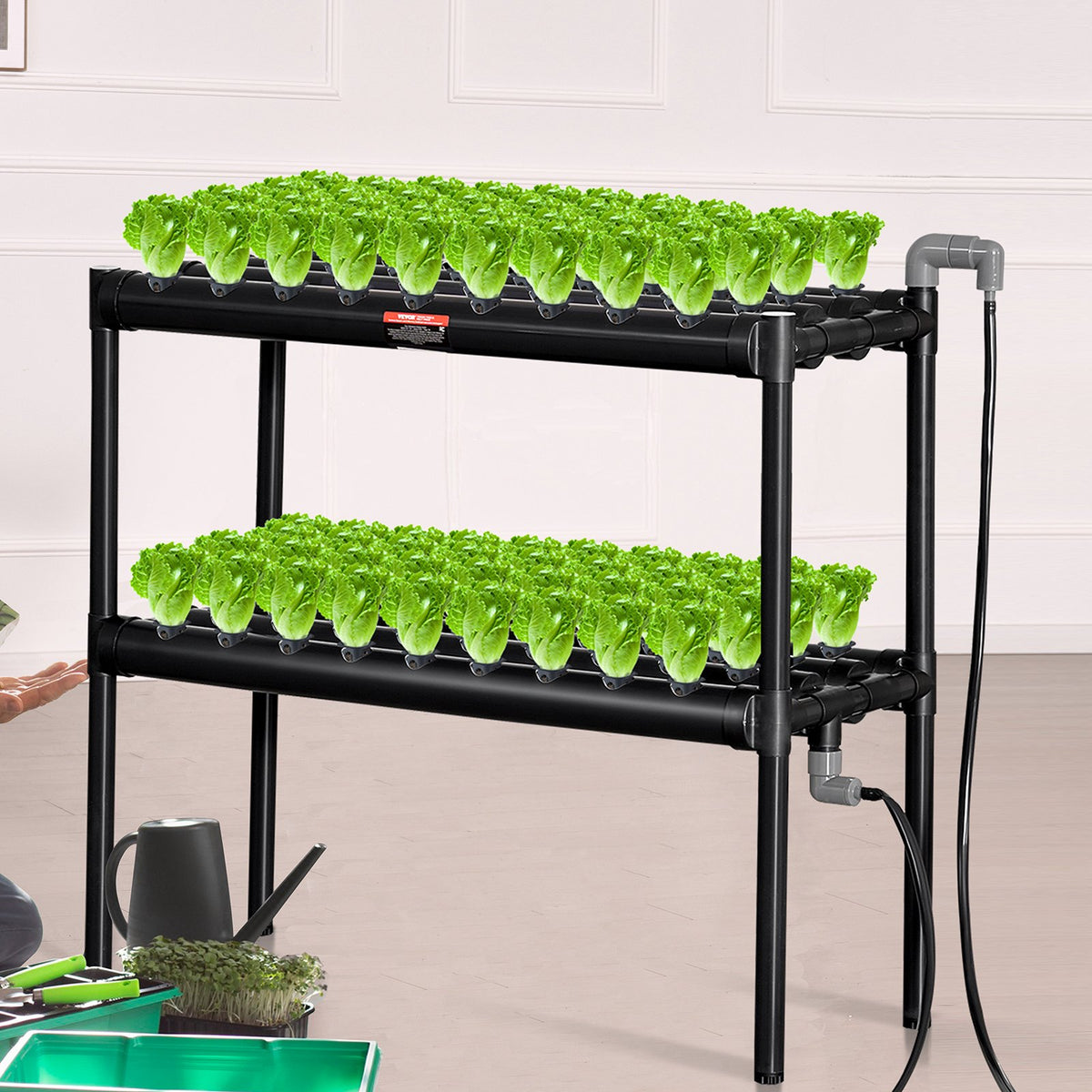 VEVOR Hydroponic Growing System 72 Planting Sites 2-Tier Hydroponic Growing Kit with PVC Pipes