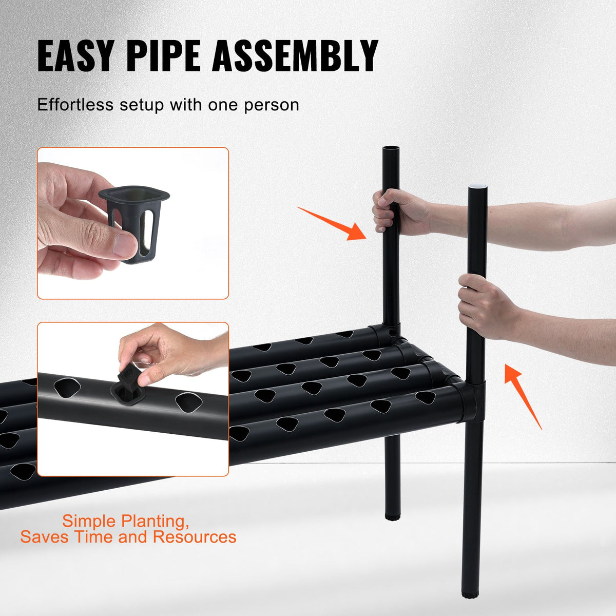 VEVOR Hydroponic Growing System, 108 Planting Sites, 3-Tier, with PVC Pipes