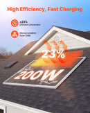 VEVOR monokristāliskais saules panelis 200 W, 23 % augstas efektivitātes PV modulis ar MC4 savienojumu un alumīnija rāmi, IP65 ūdensizturīgs saules panelis automašīnām, laivām, kemperiem, plakaniem jumtiem un autonomām sistēmām