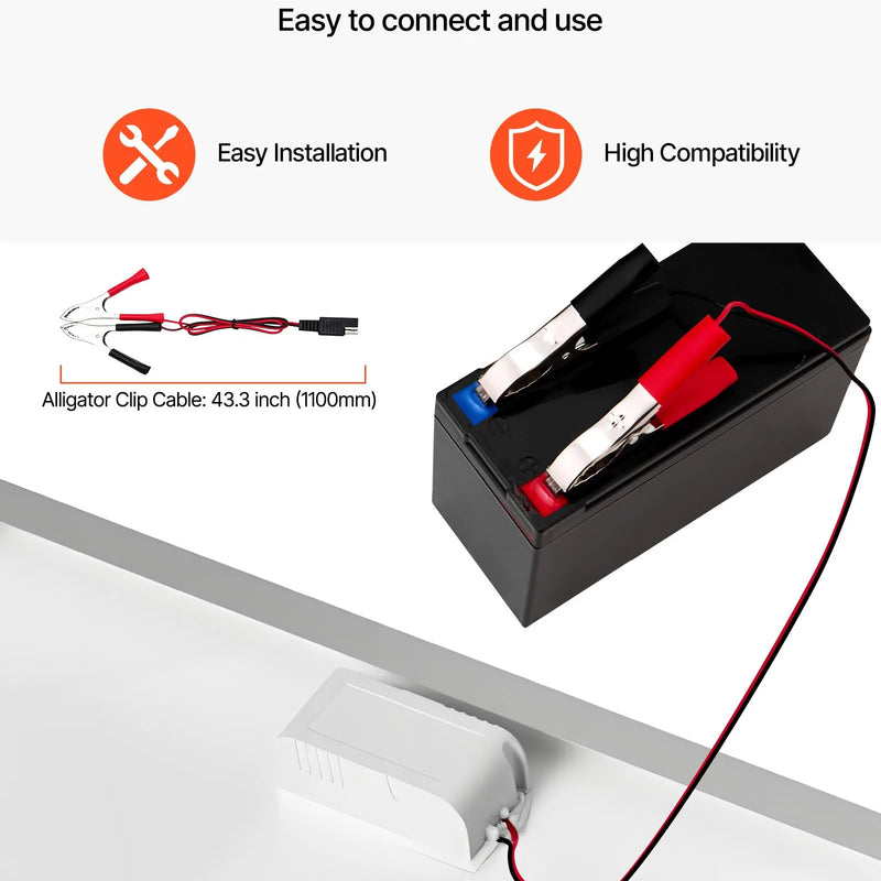 VEVOR 20 W 12 V saules uzturuzlādes ierīce ar iebūvētu MPPT kontrolieri un regulējamu stiprinājuma kronšteinu, monokristālisku saules paneli un IP65 ūdensizturīgu konstrukciju, piemērota automašīnām, laivām, kemperiem, piekabēm un māju jumtiem