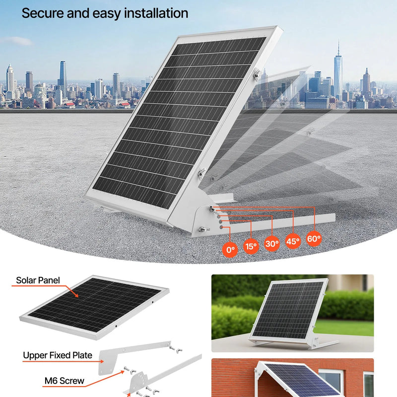 VEVOR 20 W 12 V saules uzturuzlādes ierīce ar iebūvētu MPPT kontrolieri un regulējamu stiprinājuma kronšteinu, monokristālisku saules paneli un IP65 ūdensizturīgu konstrukciju, piemērota automašīnām, laivām, kemperiem, piekabēm un māju jumtiem