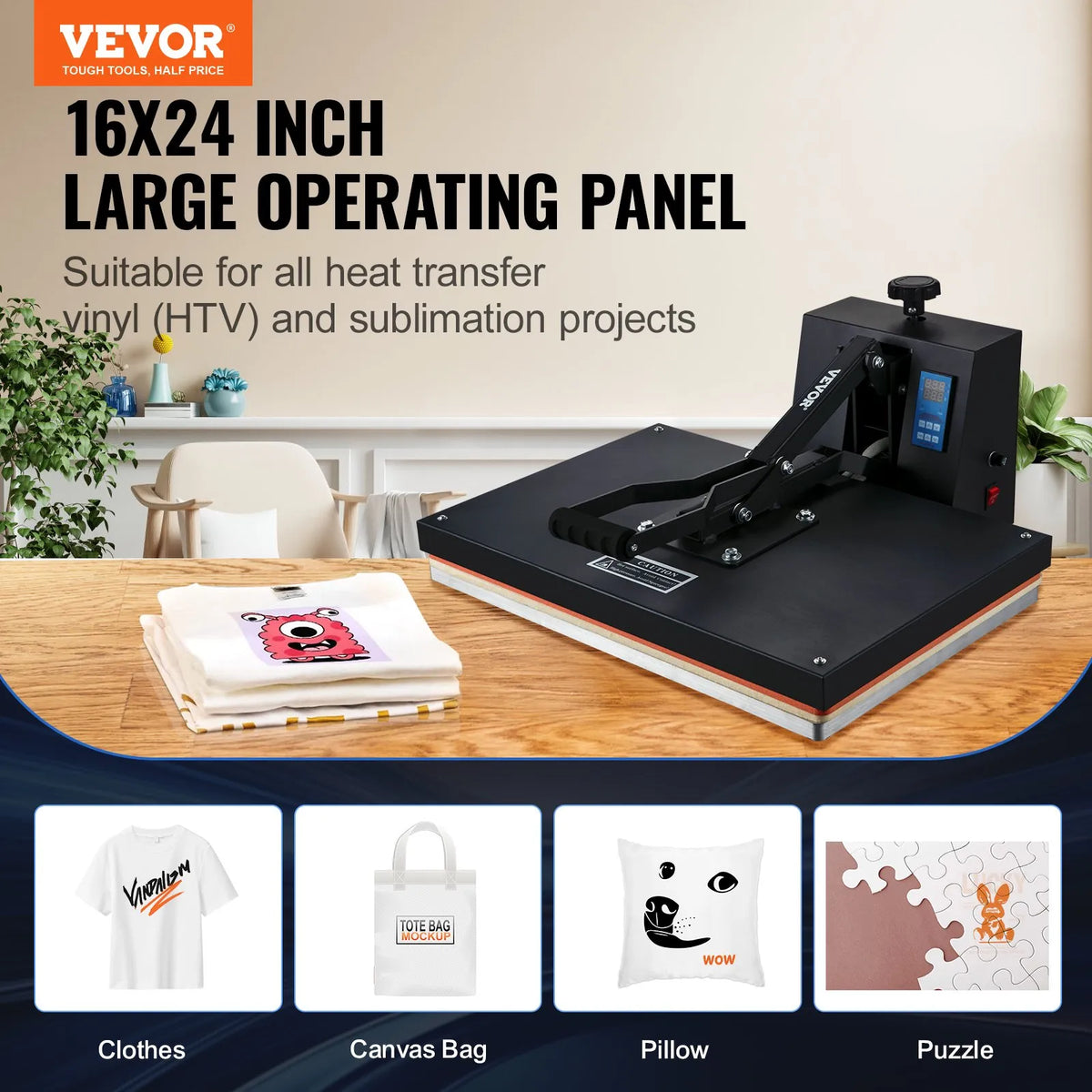 VEVOR Heat Press 40 × 60 cm, Sublimation and T-Shirt Printing