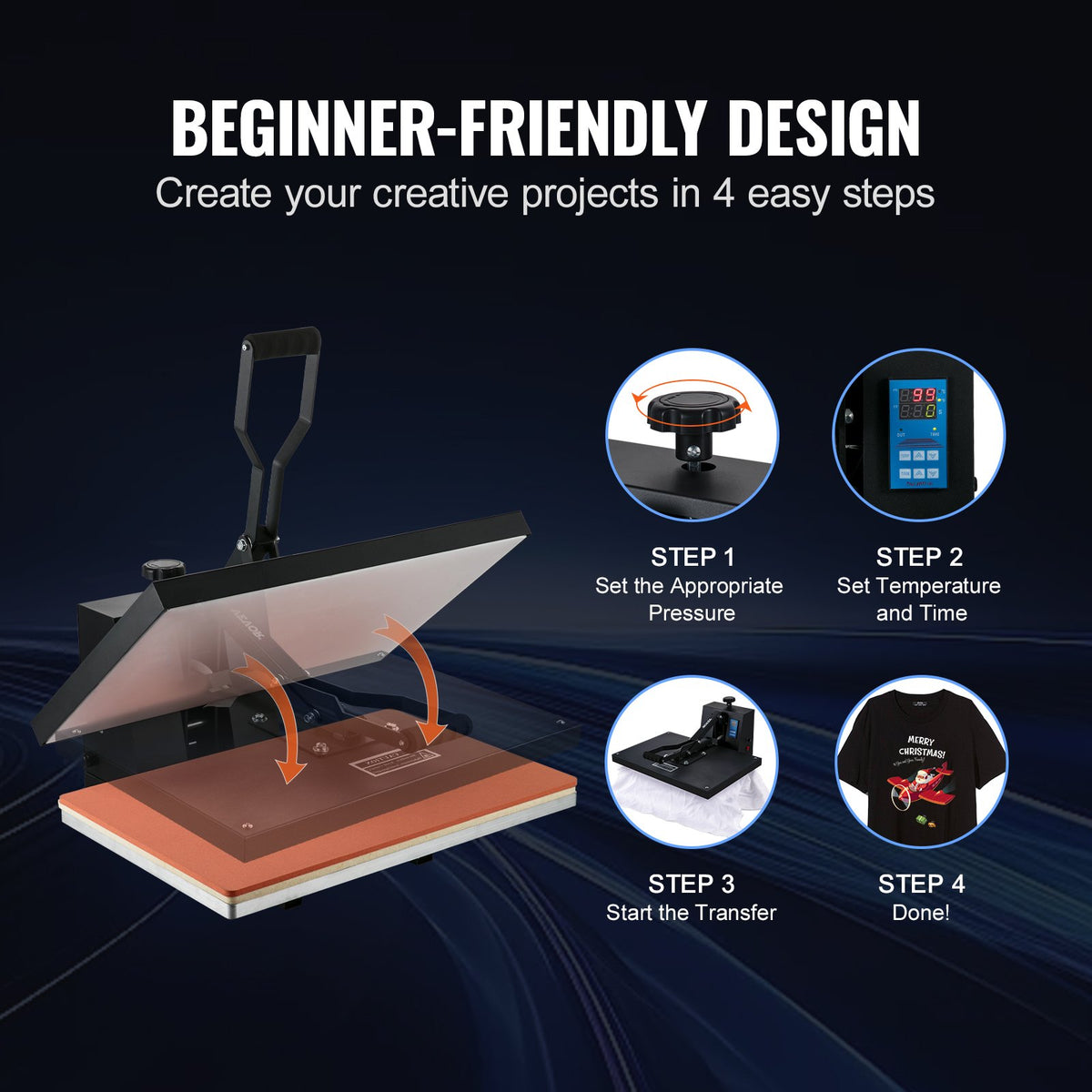 VEVOR Heat Press 40 × 60 cm, Sublimation and T-Shirt Printing
