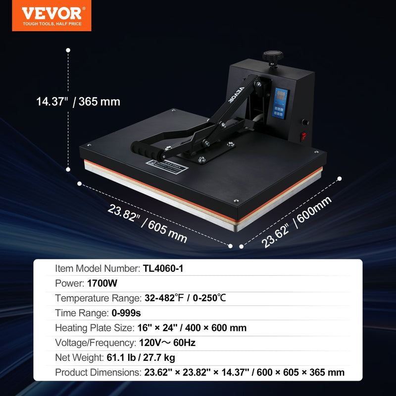 Termoprese 40,6 × 61 cm sublimācijas drukai T-kreklu apdrukai