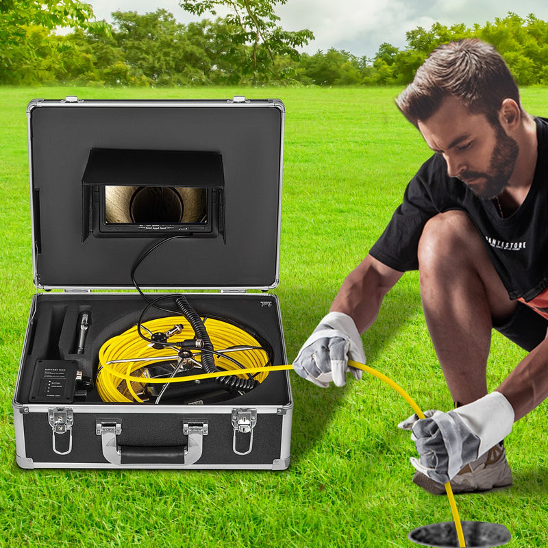 VEVOR 50 m kanalizācijas inspekcijas kamera, 17,8 cm LCD monitorid ar DVR, ūdensizturīga cauruļvadu un drenāžas inspekcijas sistēma, kameras komplekts ar 8 GB SD karti