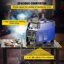 VEVOR metināšanas galds 76,2 × 50,8 cm ar 181,4 kg nestspēju, tērauda darbagalds uz riteņiem ar salokāmu konstrukciju, trim 2,8 cm gropēm, trīs slīpuma leņķiem, regulējamu augstumu un izbīdāmiem vadotņu stieņiem