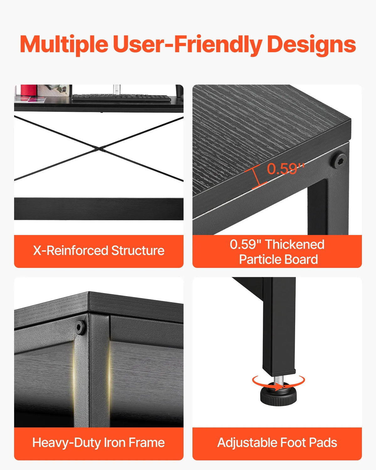 VEVOR L-Shaped Computer Desk, 150 cm Reversible Corner Gaming Desk with Drawers and Storage Shelves, Home Office