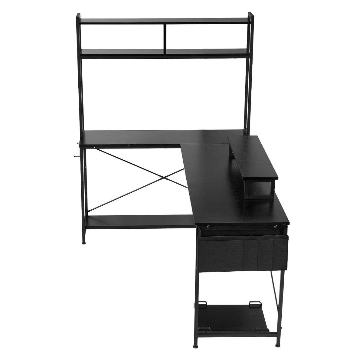 VEVOR L-Shaped Computer Desk, 170 cm Reversible Corner Gaming Desk with Monitor Shelf and Movable PC Case Stand, Home Office