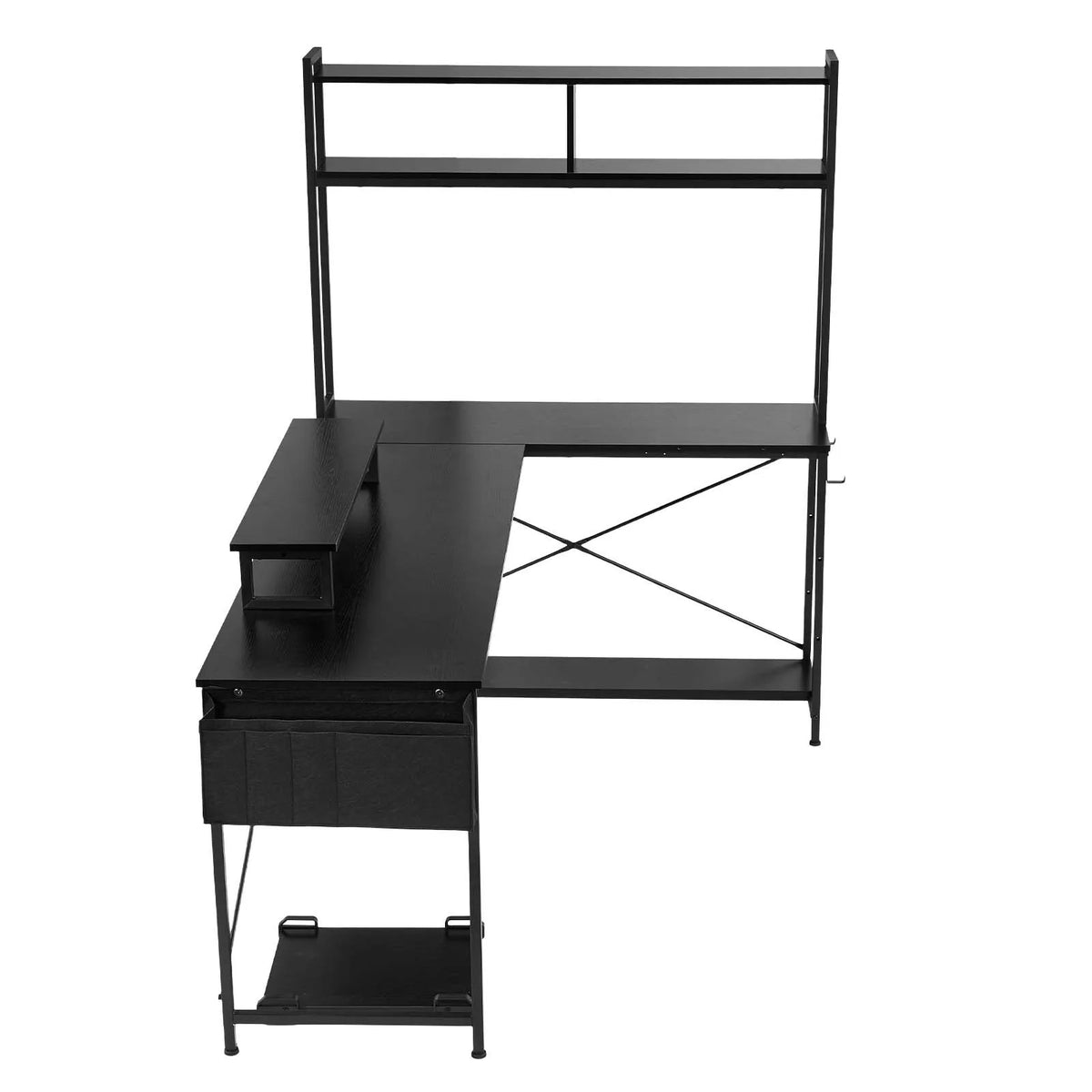 VEVOR L-Shaped Computer Desk, 170 cm Reversible Corner Gaming Desk with Monitor Shelf and Movable PC Case Stand, Home Office