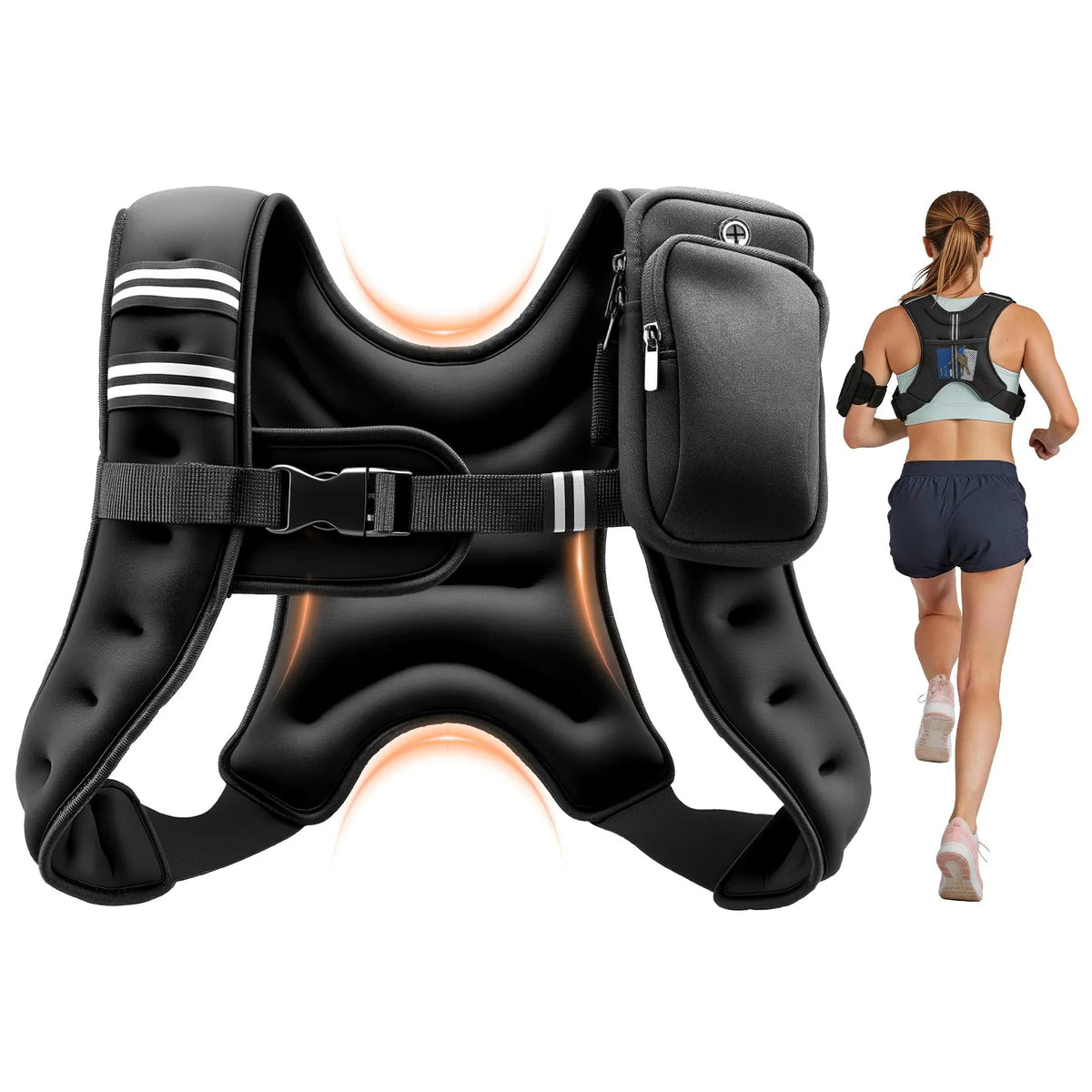 VEVOR Weight Vest 4.7 kg with Reflective Straps and Adjustable Buckles