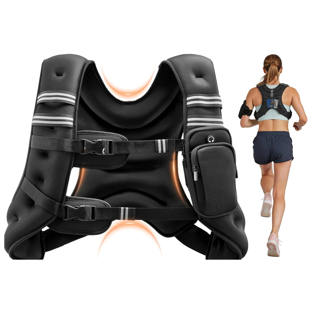 VEVOR Weight Vest 11.5 kg with Reflective Straps and Adjustable Buckles