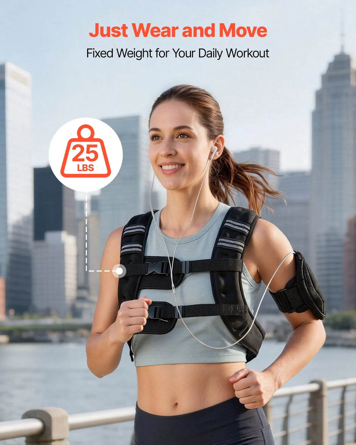 VEVOR Weight Vest 11.5 kg with Reflective Straps and Adjustable Buckles
