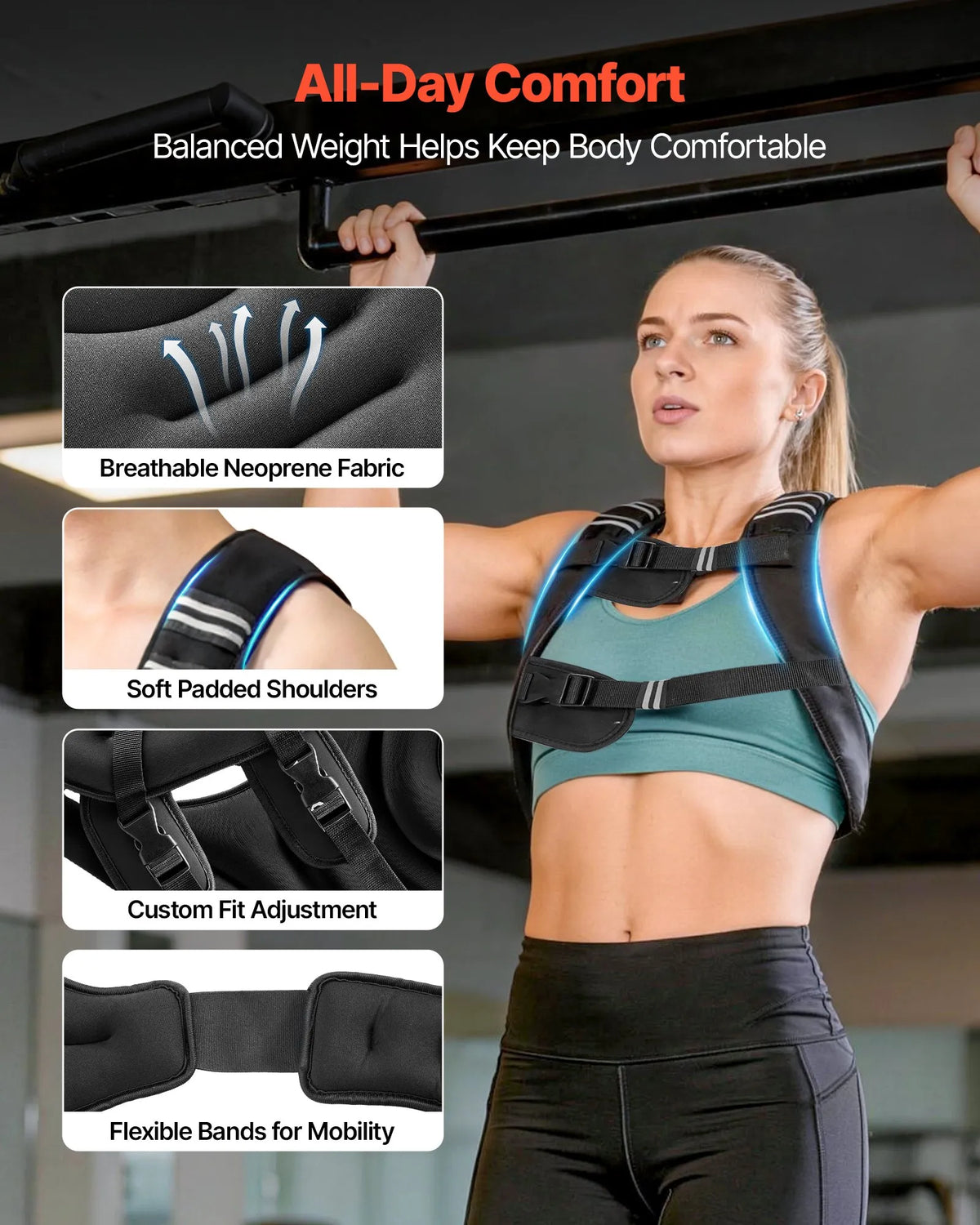 VEVOR Weight Vest 11.5 kg with Reflective Straps and Adjustable Buckles
