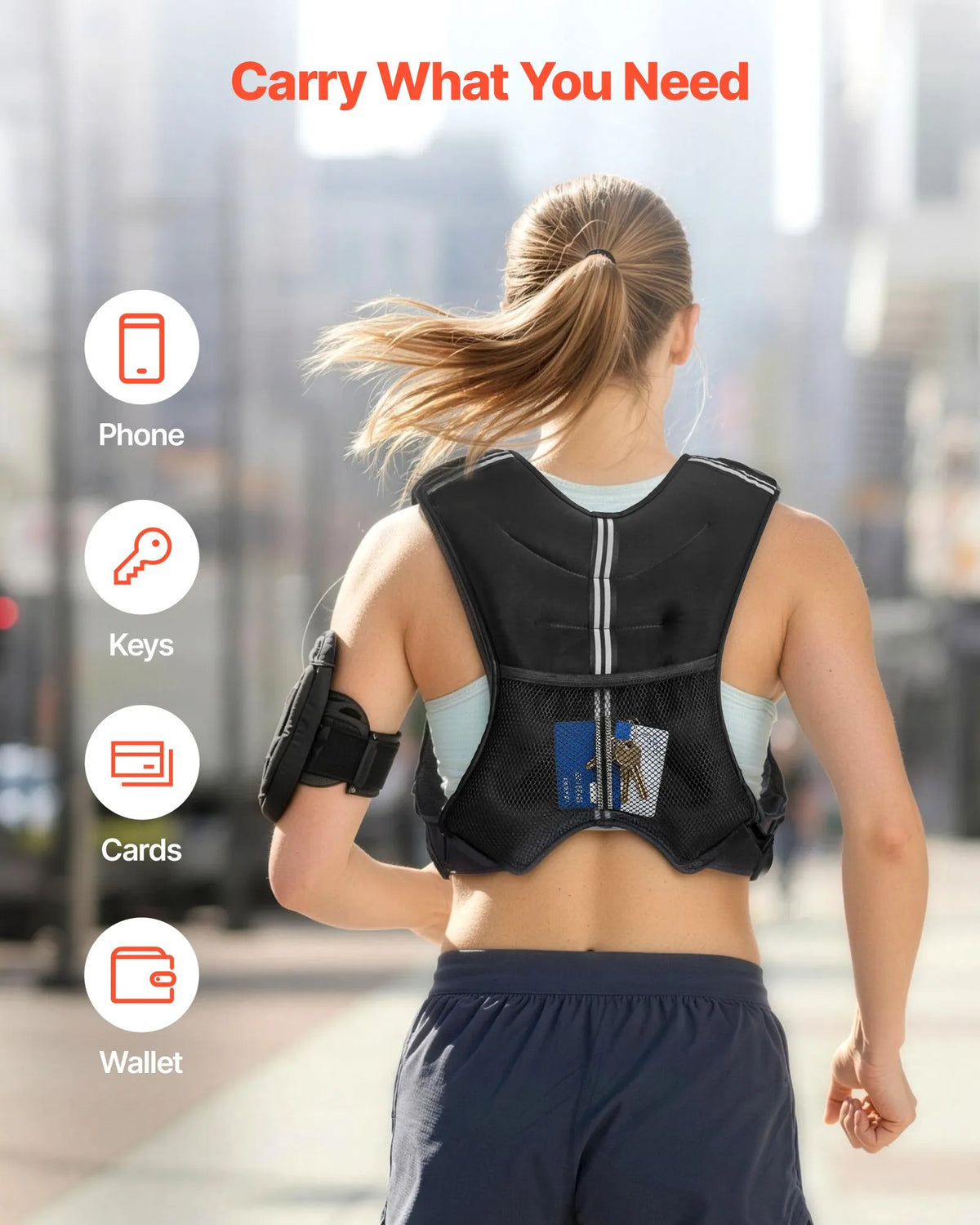 VEVOR Weight Vest 11.5 kg with Reflective Straps and Adjustable Buckles