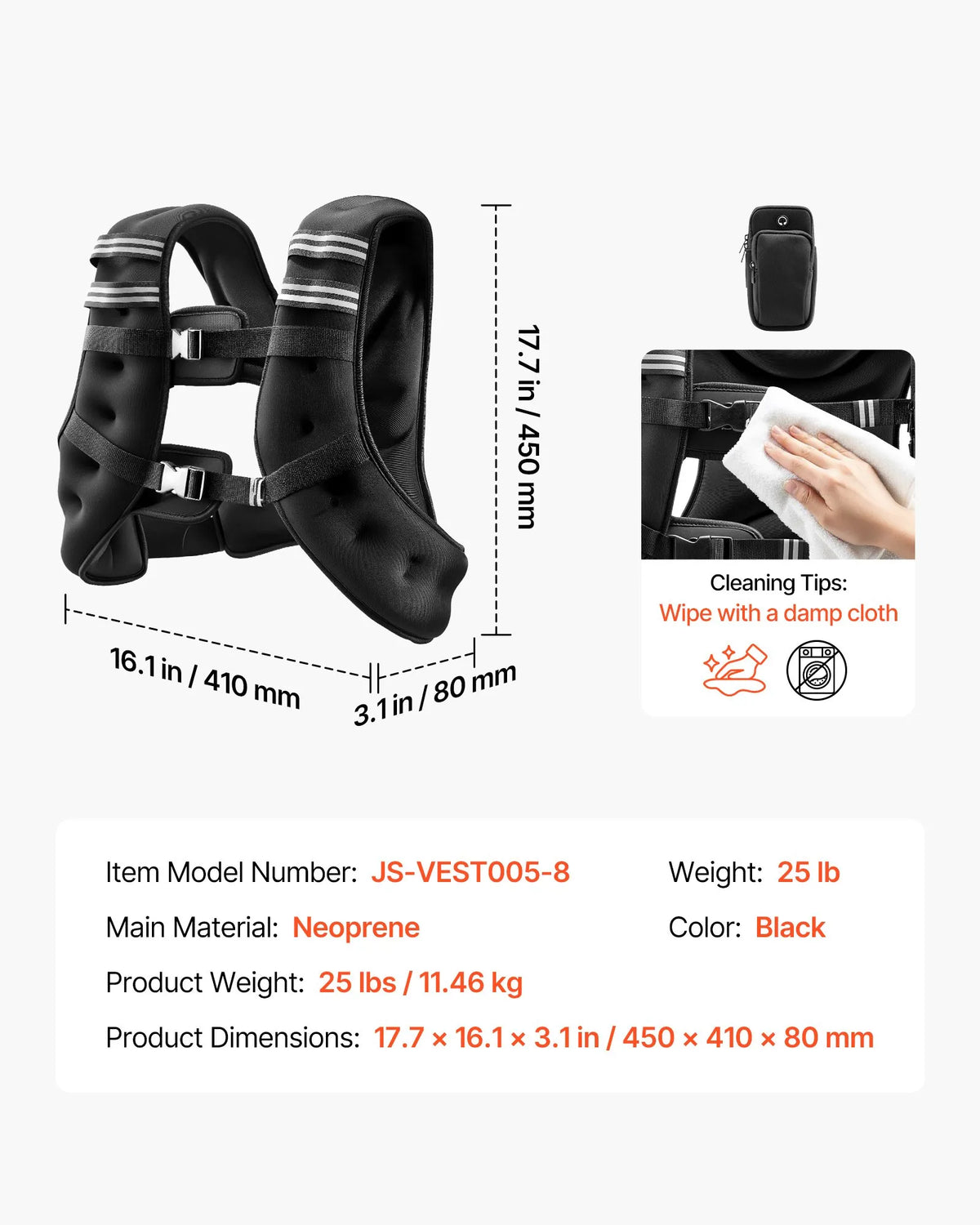 VEVOR Weight Vest 11.5 kg with Reflective Straps and Adjustable Buckles