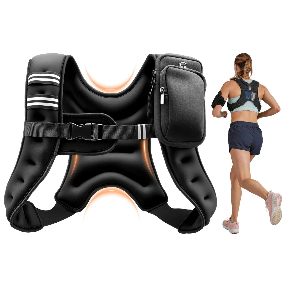 VEVOR raskusvest 2,8 kg helkurribadega, reguleeritav, jooksmiseks ja fitnessiks