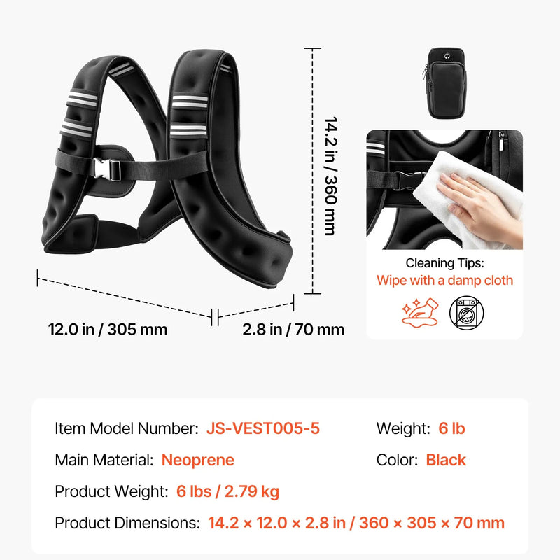 VEVOR svaru veste 2,8 kg, regulējama treniņu veste vīriešiem un sievietēm ar atstarojošām joslām, skriešanai, fitnesam, spēka treniņiem un svara samazināšanai