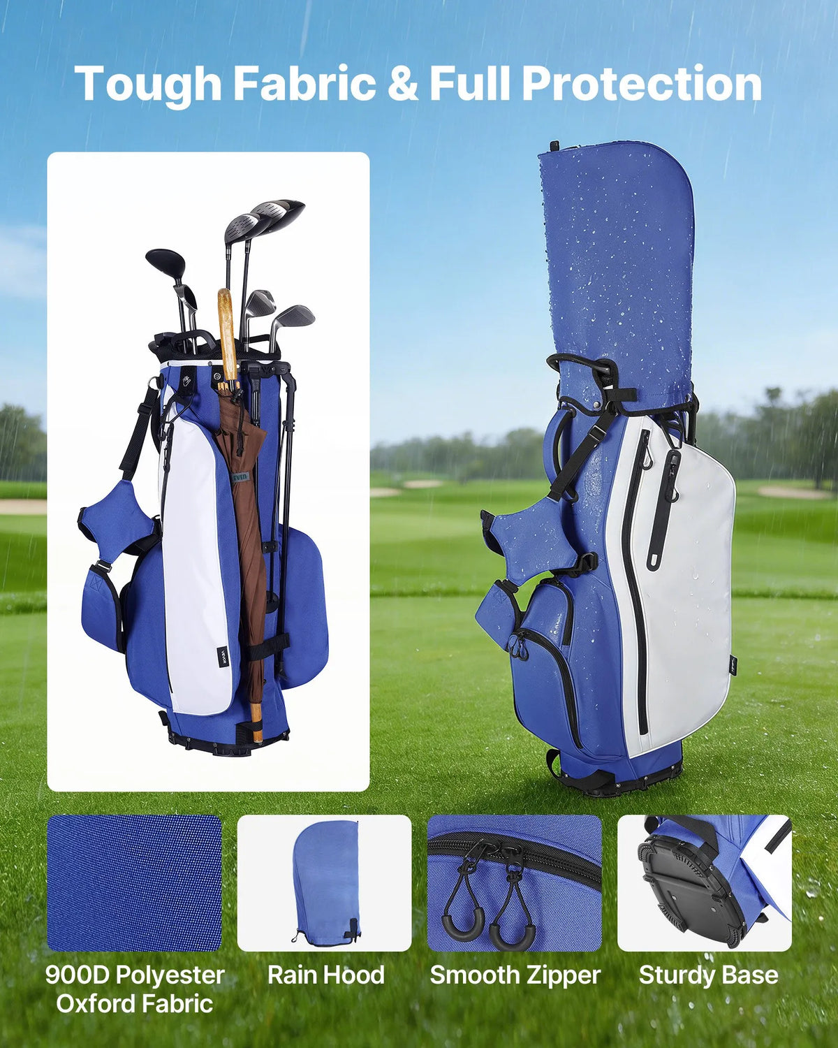 VEVOR golfikott 7 lahtri, tugijalgade, topelt õlarihmade ja vihmakattega
